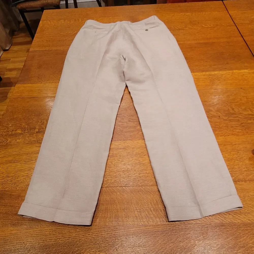 Louis Raphael Soft Men's 36x32 Linen Blend Dress Pants Pleated Cuffed